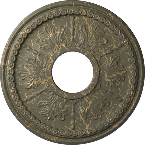 Ekena Millwork Tirana Medallion (Canopies up to 4 3/4"), 13 7/8"OD x 3 3/4"ID x 1 1/4"P, Witch Hazel Crackle CM13TIWHC - main